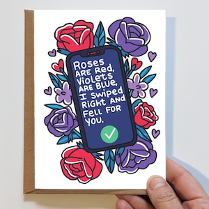 Las rosas son rojas, las violetas son azules, deslicé el dedo hacia la derecha y me enamoré de ti Tarjetas de felicitación