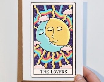 The Lovers Tarot Karte Gruß - Handgemachte Karte - Witchy Karte - Jahrestag - Valentinstag
