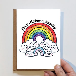 El amor hace una familia - Tarjeta hecha a mano - Tarjeta del orgullo - Tarjeta de aniversario del Día de San Valentín