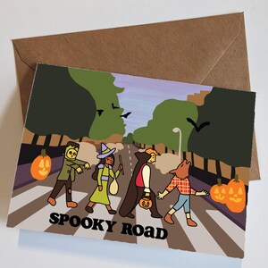 Spooky Road - Abbey Road Beatles - Tarjeta de felicitación - Tarjeta hecha a mano - Tarjeta de felicitación - Tarjeta de bruja