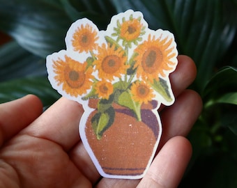 Sunflower in Terracotta - Aesthetic - Ostara - Spring Aesthetic - Spring Flowers - Cute Sticker - Kawaii Sticker - Plant Sticker