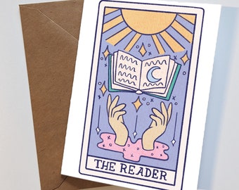 The Reader - Handmade Card - Bookish Card - Climate Friendly Paper