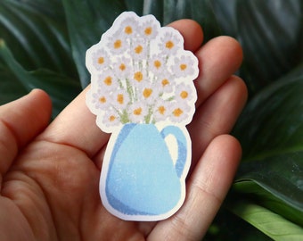 Daisies in a Vase - Aesthetic - Ostara - Spring Aesthetic - Spring Flowers - Cute Sticker - Kawaii Sticker - Plant Sticker