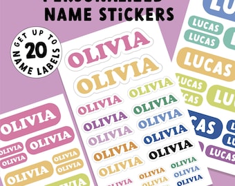 Custom Name Stickers - Waterproof - Up to 20 Stickers Per Sheet - Perfect For School, Kids, Pets, and more!