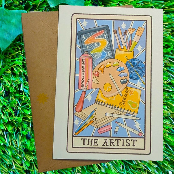 The Artist Tarot Card Greeting Card - Handmade Card - Motivational Quote - Made with Climate Friendly Paper