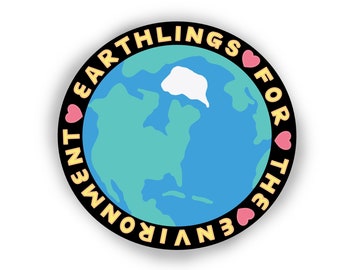 Adesivo terrestre per l'ambiente - Eco Friendly - Save the World - Aesthetic Vector Sticker - Non c'è nessun pianeta B - Ama la tua terra