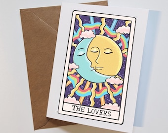The Lovers Tarot Card Greeting - Handmade Card - Witchy Card - Anniversary - Valentines Day