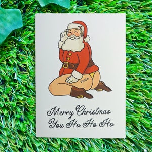 Frohe Weihnachten You Ho Ho Ho Handgemachte Grußkarte Lustige Santa Weihnachtskarte - Handgemachtes Geschenk - Blanko Karte