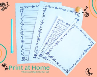 Magical Little Letter Set - Whimsical Digital Letter Stationery - Witchy Stationery - Letter Paper - Kawaii Digital Paper