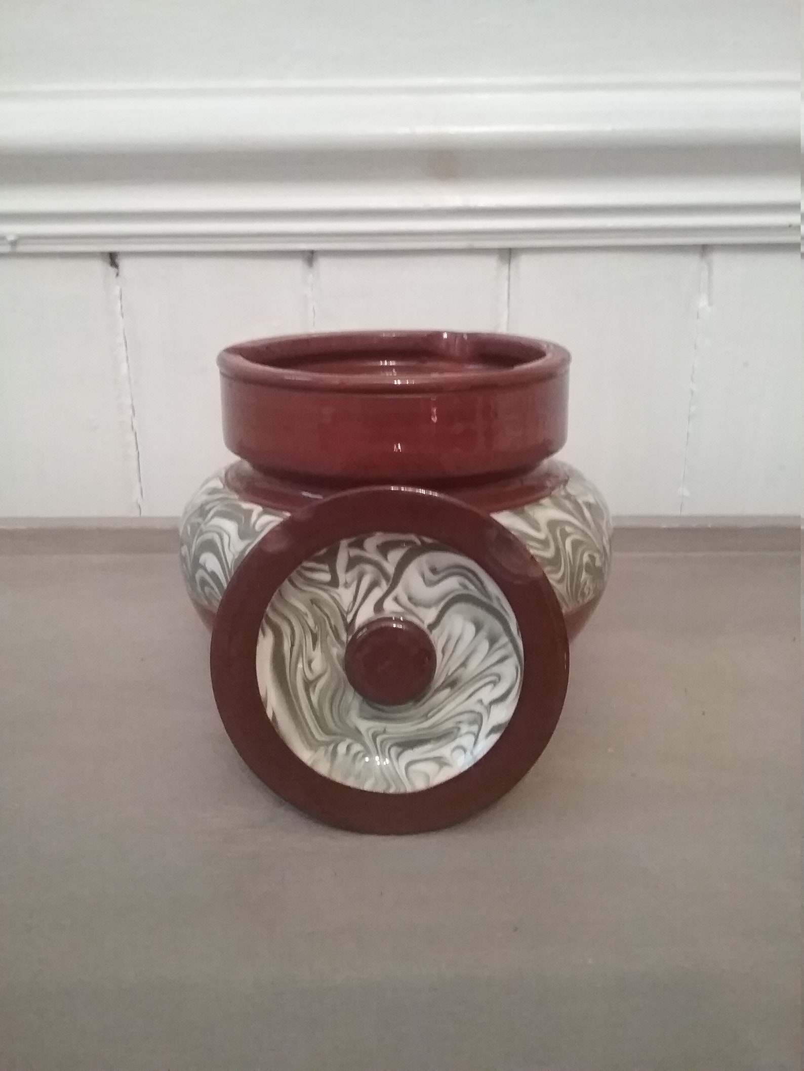 Antique Tobacco Jar, Pottery Tobacco Jar, Lidded Storage Jar, Glazed