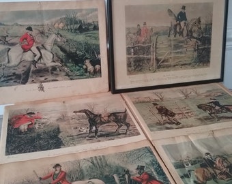 John Leech Comical Hunting Scene Prints, Equestrian Prints, Mr Jorrocks Prints, Vintage John Leech Prints, Humorous Hunting Scenes, Cartoons