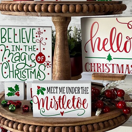 Christmas Tier Tray Decor Bundle Christmas Tiered Tray Signs Etsy