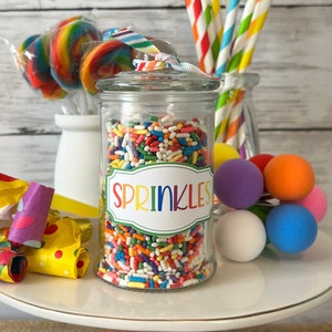 birthday tiered tray decor, sprinkles decor, jar of sprinkles, tiered tray decor, rainbow tiered tray, birthday home decor, celebration