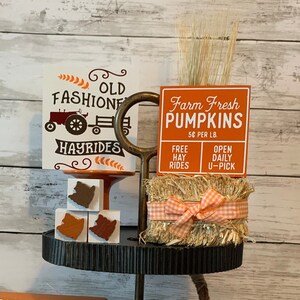 Fall Tiered Tray Decor, Tiered Tray Decor, Fall mini wood signs, Pumpkin Decor, Hello Fall, Fall home decor, Fall Tiered Tray Decor Bundle