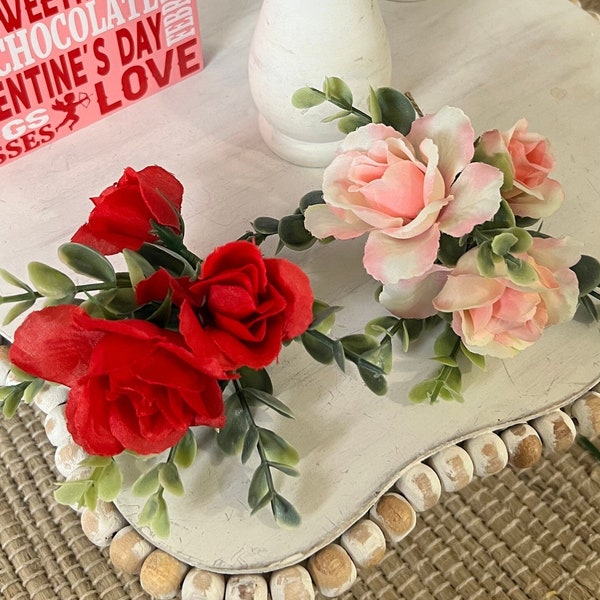 Valentines Day Tiered Tray Decor, Valentines Tiered tray greenery, tiered tray accessory, tiered tray florals, tray filler, heart decor