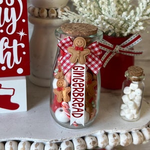 Gingerbread man tiered tray decor, Christmas tiered tray decor, mini jar for tiered tray, christmas home decor, gingerbread man home decor