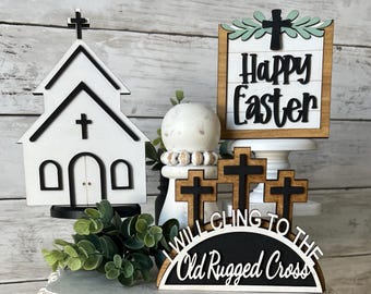Easter Tiered Tray Decor, Religious Easter Tiered Tray Decor, Christian Easter Decor, Easter mini signs, Laser cut 3d signs