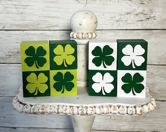 St Patricks Day Tiered Tray Decor, St. Patricks Day 1.75'' shamrock  blocks, St Patricks Day home decor, St. Patricks day shamrock decor