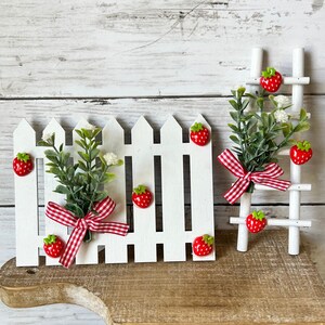 Summer Tiered Tray Decor, Strawberry Tiered Tray Accessories, Mini Ladder, Mini Fence, Strawberry home decor, strawberry tiered tray decor