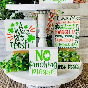 St. Patrick&#39;s Day tiered tray decor, St. Patrick&#39;s day home decor, shamrock decor, Irish decor, farmhouse tiered tray decor, St. Pats signs
