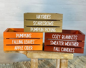 Fall Tiered Tray Decor, mini crate for tiered tray, Fall pumpkin mini crate, fabric pumpkins, Fall home decor, Fall farmhouse tray decor