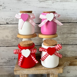 Valentines Day tiered tray decor, Valentine's mini jars, Valentines home decor, Heart decor, Valentines day signs, mini Valentine decor,