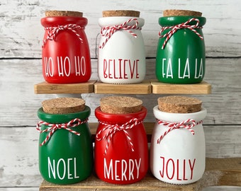Christmas tiered tray decor, Christmas mini jars, Christmas  home decor, Winter tiered tray, Christmas home decor, Christmas hutch decor