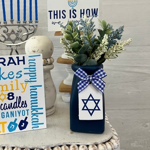 Hanukkah Tablett Dekor, Hanukkah Wohndekor, fröhliches Chanukka, Chanukka Holzschilder, Chanukka Minischilder, Tablett Dekor, jüdisches Dekor