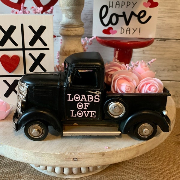Little Black truck for tiered tray, Valentine Tiered Tray Decor, Loads of Love, Valentines Home decor, Tiered tray accessory, Valentines Day