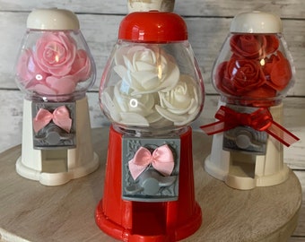 mini gumball machine for tiered tray, Valentines Day tiered tray decor, Valentines mini gumball machine, Valentines day home decor, hearts