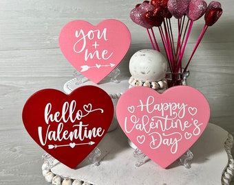 Valentine's Day Tiered Tay Decor, Free standing Wood Hearts, Valentine's Day Home Decor, Tiered Tray Decor, Farmhouse decor, Heart decor,