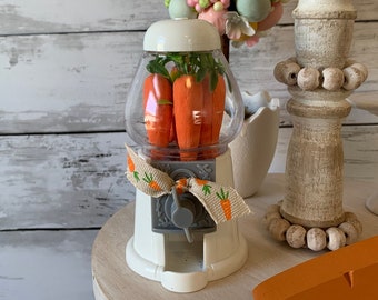 mini gumball machine for tiered tray, Easter tiered tray decor, Easter mini gumball machine, Easterday home decor, carrot decor