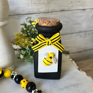 bee tiered tray decor, farm fresh honey, honey dipper, tiered tray decor, bee home decor, honeybee decor, bumble bee tray, yellow home decor