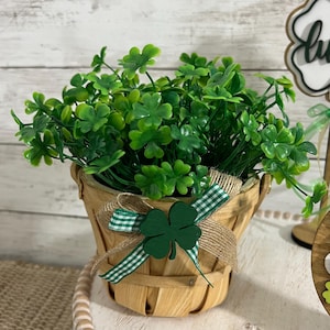 St. Patricks Day Blumengesteck, St. Patricks Day Wohndekor, Kleeblatt-Dekor, Korb mit Shamrocks, st. Streicheleinheiten Regal Dekor, Mantel Dekor