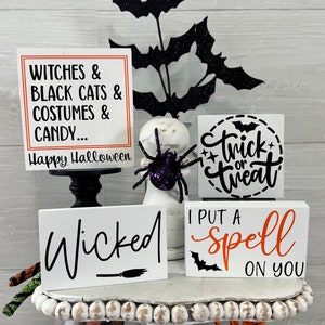 Halloween tiered tray decor, Halloween home decor , fall tiered tray, fall home decor, halloween shelf decor, halloween mini wood signs