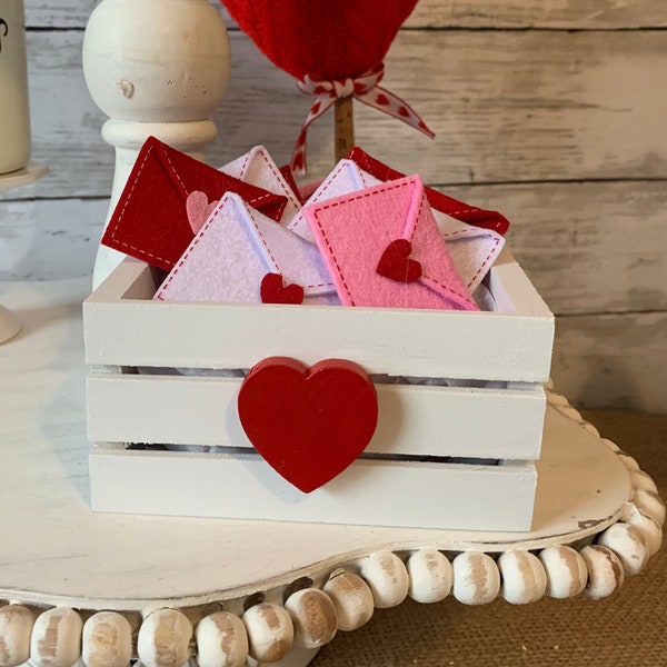 Valentine Tiered Tray Decor, mini crate for tiered tray, Valentine mini crate, valentine love letters, Valentine home decor, farmhouse tray