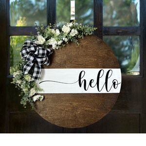 Front Door Decor, Welcome Door Hanger, Door Wreath, hello Sign, Year Round door wreath, Hostess gift, housewarming gift, front door decor