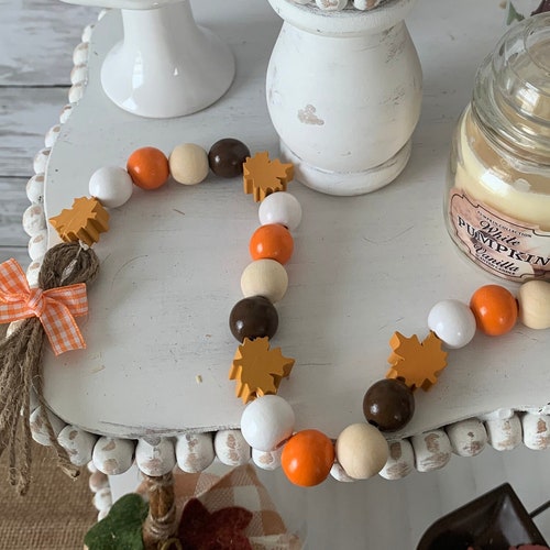 Bead Garland for Tiered Tray Fall Bead Garland Pumpkin Bead Etsy