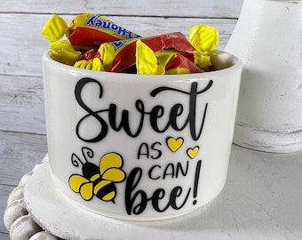 Bee tiered tray decor, Summer candy dish, Bumble bee home decor, sweet as can bee, candy dish for tiered tray, honey bee tiered tray decor