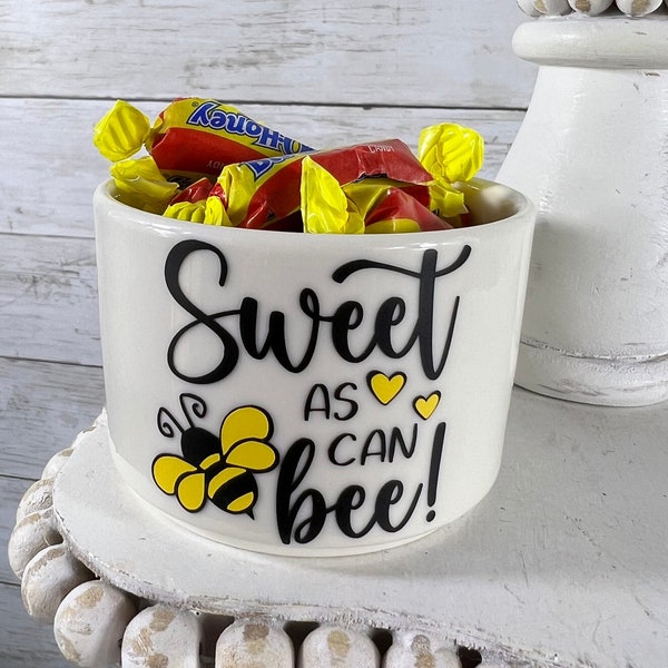 Bee tiered tray decor, Summer candy dish, Bumble bee home decor, sweet as can bee, candy dish for tiered tray, honey bee tiered tray decor