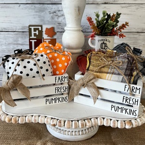 Fall Tiered Tray Decor, mini crate for tiered tray, Fall pumpkin mini crate, fabric pumpkins, Fall home decor, Fall farmhouse tray decor,