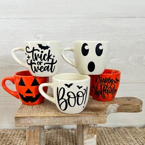 Mini mug for tiered tray, halloween mini mug, halloween tiered tray decor, halloween home decor, orange fall mugs, tiered tray decor