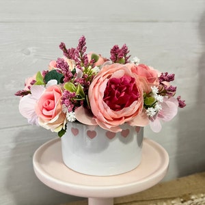Valentine&#39;s Day tiered Tray mini floral arrangement, tiered tray decor, mini vases, tiered tray greenery, Valentine tiered tray decor, roses