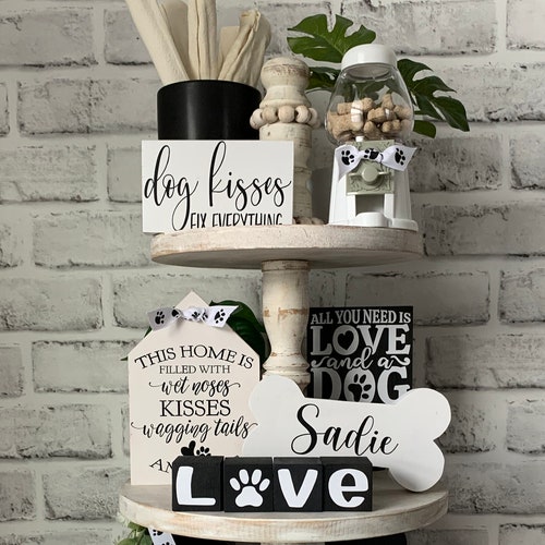 BUNDLE // Dog Themed Tiered Tray Decor // Dog Themed Signs // Etsy