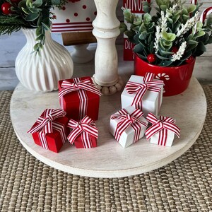 wood christmas presents, Christmas tiered tray decor, Winter tiered tray decor, christmas mini decor, Christmas home decor, candy cane decor