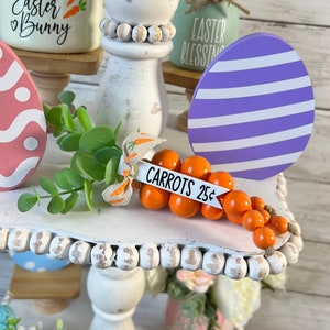 Easter tiered tray decor, Wood Bead Easter Carrots Easter Carrot Decor, Easter tray accessory, Easter home decor,  Easter Carrot tray decor