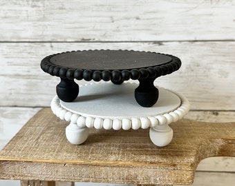 Mini Riser for Tiered Tray, Tiered Tray Decor, Mini Wooden beaded Riser, Farmhouse Riser, Tiered Tray Stand, short beaded riser for tray