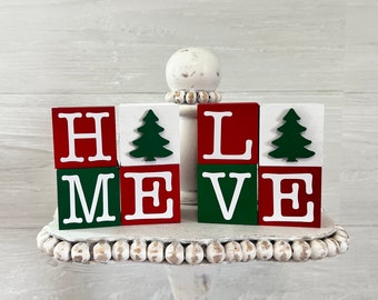Christmas tiered tray decor, Christmas wood blocks, Christmas  home decor, Christmas tiered tray, winter tiered tray decor, mini wood signs