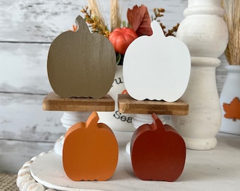 wood pumpkins, pumpkin tiered tray decor, fall home decor, fall tiered tray decor, rustic wooden pumpkins, Halloween decor, Thanksgiving