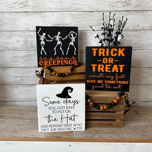 7x7 Halloween wood sign, Halloween tiered tray decor, Halloween home decor, halloween shelf/mantle decor, freestanding halloween wood signs